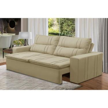 Imagem de Sofá Retrátil e Reclinável 2 lugares com Molas 1,80m Eloa Suede Bege M
