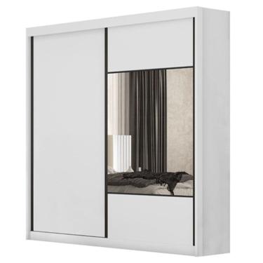 Imagem de Guarda Roupa Casal Sienna 2 Portas 8 Gavetas Neve com Espelho – Novo Horizonte