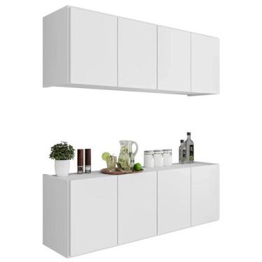 Imagem de Armário de Cozinha e Balcão Suspenso 118cm Monna Branco Z34 - Mpozenat