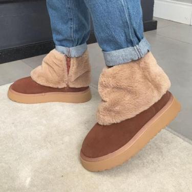 Imagem de Bota Feminina de Pelos Vielha Camurça Australiana Cano Baixo, Marrom, 
