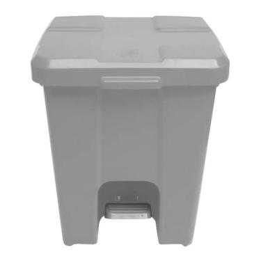 Imagem de Cesto Lixeira Quadrada Plastica Com Pedal 25 Litros Cinza - jsn