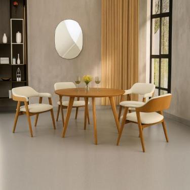 Imagem de Mesa De Jantar Redonda Laminada Slim 90 cm Casa Uai Madeira