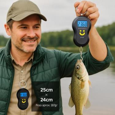 Imagem de Balança Gancho Digital Portátil Precisão Peso Kg Pesca Mala Sacola Bag