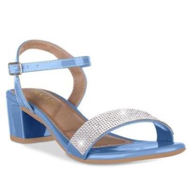 Imagem de Sandalia Feminina Casual Salto Bloco Baixo Grosso Confortavel Moda Strass Brilho Festa-...