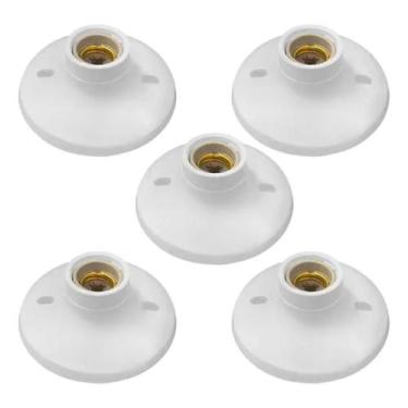 Imagem de Kit 5 Plafon Branco 113 Com Soquete E-27 De Porcelana Redondo - Plastu
