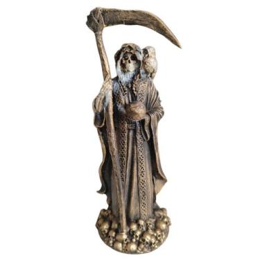 Imagem de Escultura Exu Caveira Foice Vintage 15cm em Resina - Lua Mística Origi