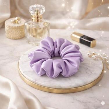 Imagem de Kit 30 Xuxinhas de Cetim com Costura Embutida Scrunchies Frufru Rabicó