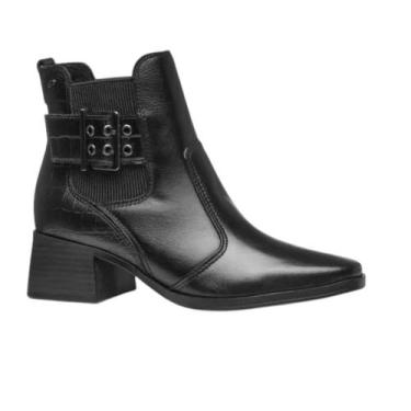 Imagem de Bota pegada feminina em couro casual 282351-05 preto, Preto, 35