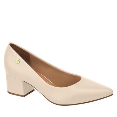 Imagem de Sapato Feminino Salto Baixo Grosso Bico Fino Vizzano 1220.315, Creme p