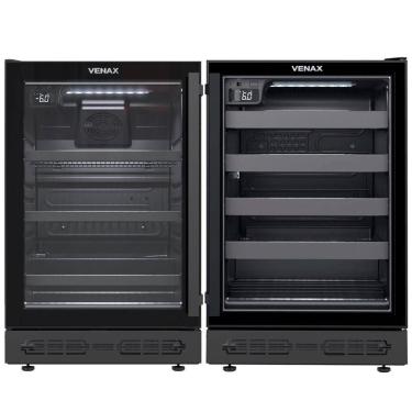 Imagem de Conjunto Cervejeira e Adega de Embutir Top Light In 100L Preto Fosco Porta de Vidro 220V Venax