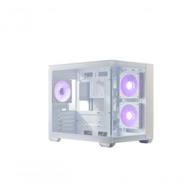 Imagem de Gabinete Gamer Elite 481 Wood Mid Tower Vidro Temperado Panoramico 3 Fans ARGB Branco Cooler Master