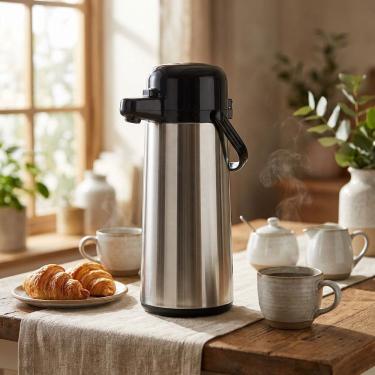 Imagem de Garrafa Térmica Air Pot para Café Aço Inox 1,8L Sistema de Pressão Uso Profissional Inox Invicta