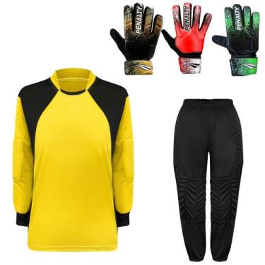 Imagem de Kit Goleiro Juvenil Camisa + Calça Acolchoada + Luva De Goleiro Penalt