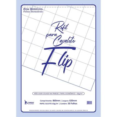 Imagem de Papel para Flip-chart Tamoio Serrilhado 62x86cm 63g com 50 Folhas Branco