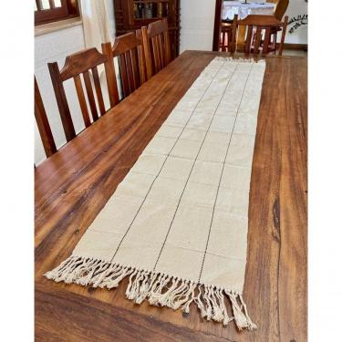 Imagem de Caminho de Mesa Grid Tear Artesanal Algodão 2M X 40CM Marrom Tear Brasil