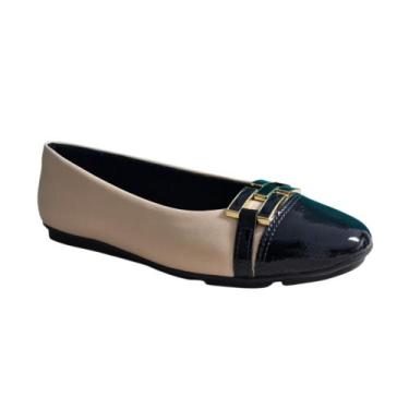 Imagem de Sapatilha Feminina PICCADILLY Confort e Bicolor 122043, Brule, Preto, 