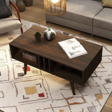 Imagem de Mesa de Centro 2 Nichos Pés Palito MC2226 Marrom - Tecno Mobili