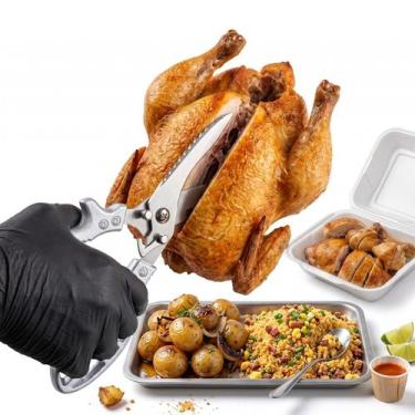 Imagem de Tesoura Multiuso Cozinha Corta Frango Osso Aço Inox e Trava - Premium 