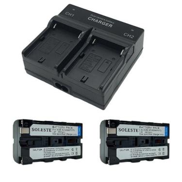Imagem de 2 Baterias Np-F570 2400mAh para Iluminadores De Led com Carregador dup