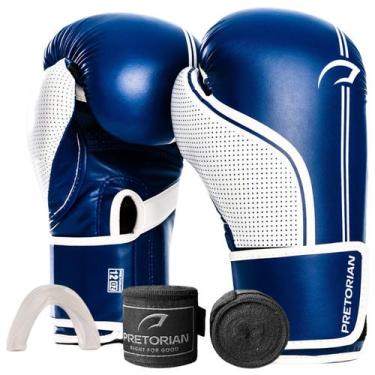 Imagem de Kit Luva de Boxe e Muay Thai First FX1 Bandagem Bucal Pretorian, Azul,