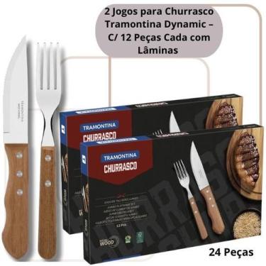Imagem de 2 Kits Churrasco Tramontina Dynamic 12 Peças Profissionais para Evento