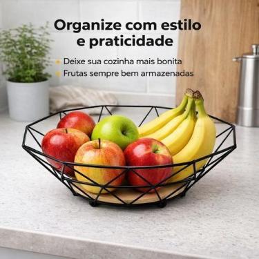 Imagem de Aramada Fruteira Diamond Ecowood Com Base Madeira Porta Frutas Elegant