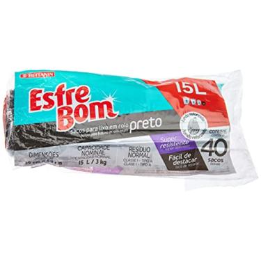 Imagem de EsfreBom - Saco para Lixo Preta, Rolo com 40 Sacos de 15 Litros, Bettanin
