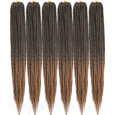 Imagem de Mayloss 6 pacotes/lote (14/18/24/30) polegadas 1 cm 20 fios/pacote fino 3X caixa de extensão de cabelo de crochê trançado de diâmetro 3X extensões de cabelo sintético tranças de crochê cor de cabelo (18Inch, T1B/27)