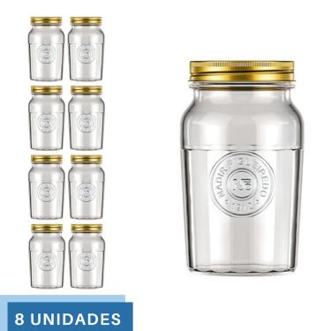 Imagem de 8 Pote Americano Mantimento Café Vidro Vintage 1L Nadir