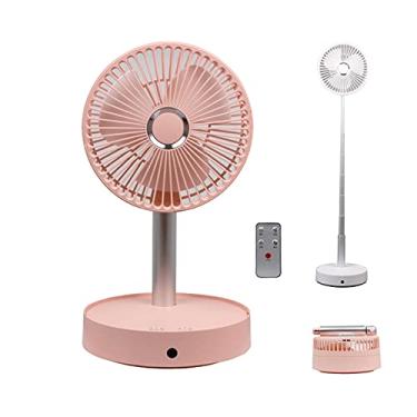 Imagem de HIOD Ventilador portátil dobrável com altura escalável controle remoto sem fio para carregamento USB doméstico externo ventilador de ventilação, rosa
