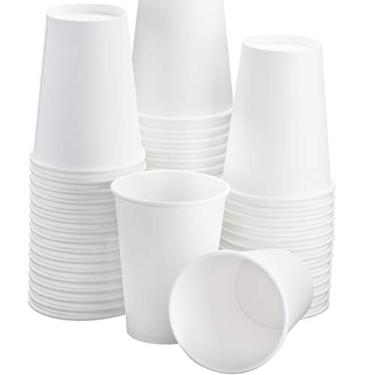 Imagem de Copos de café de papel branco de 340 ml da Avant Grub. Copos descartáveis sem BPA para bebidas quentes e frias. Serve chás, refrigerantes, sidros e mais em quiosques, lojas e suportes de concessão.