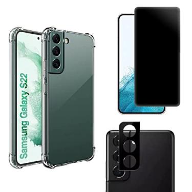 Imagem de Kit Capa Capinha Silicone Aveludada + Pelicula Privativa + Película Câmera Compatível Galaxy S22