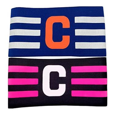 Imagem de Faixa de Capitão Braçadeira de Futebol Pack 2 Unidades Várias Cores Pronta Entrega (Preta e Azul)