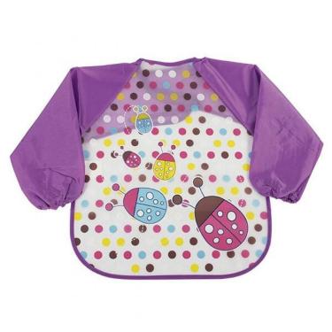 Imagem de Babador Infantil Com Manga Joaninha Roxa