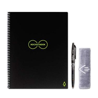 Imagem de Caderno inteligente reutilizável Rocketbook Dot-Grid com 1 caneta Pilot Frixion e 1 pano de microfibra incluído - Capa Infinity Black, tamanho executivo (15 x 22 cm)