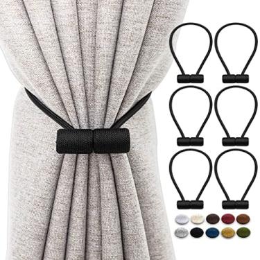 Imagem de Gravata de cortina de fivela de cortina magnética 2 pacote 16quot; Suporte de cortina decorativo para cortina, preto, 2 peças
