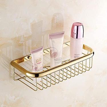 Imagem de REJOON Prateleiras de banheiro rede de quatro cantos acessórios de banheiro cobre completo estilo europeu prateleira de banheiro de cobre antigo prateleira de banheiro azul cobre (tamanho: 20cm)