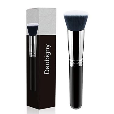 Imagem de Pincel de maquiagem Daubigny pincel de base de ponta plana para maquiagem líquida pincel de base de maquiagem premium e profissional, perfeito para base mineral, destaque para aplicação de pó impecável (preta)