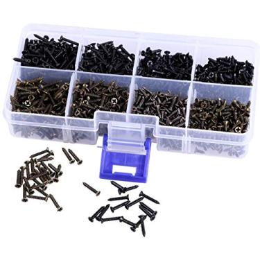 Imagem de Mini Skater M2 Cross cabeça plana batendo micro-parafusos de madeira pequenos de óxido preto e sortidos (1600 peças, bronze preto)