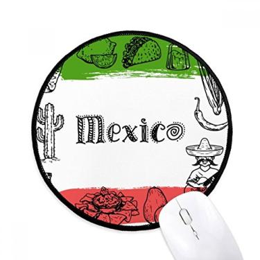 Imagem de DIYthinker Mexico Cuisine Cactus Sketch Mouse Pad Desktop Office Tapete redondo para computador