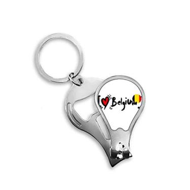 Imagem de I Love Belgium Word Flag Love Heart Illustration Cortador de unhas Abridor Chaveiro Tesoura