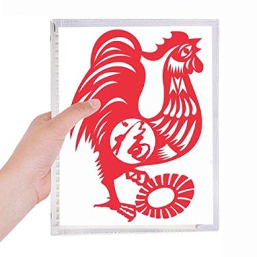 Imagem de Caderno diário de folhas soltas com estampa do signo da China, ano do galo, diário recarregável