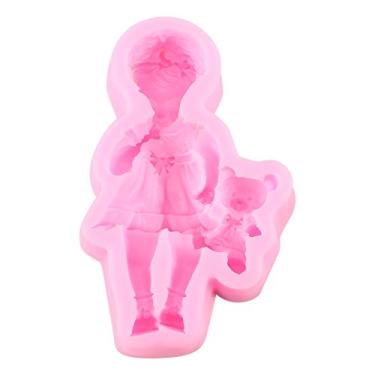 Imagem de Ferramentas de cozimento de silicone fofas 3d silicone bebê menino menina molde de bolo de fondant molde de chocolate sugarcraft criativo para decorar bolos de fondant cupcakes fazendo artesanato de açúcar de chocolate menino (menina)