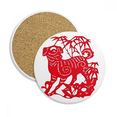 Imagem de Caneca copo copo copo copo de cachorro de ano novo corte de papel chinês pedra absorvente de proteção de mesa