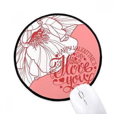 Imagem de Mouse pad rosa Happy Valentine's Day Love Rose Tapete redondo para escritório para computador