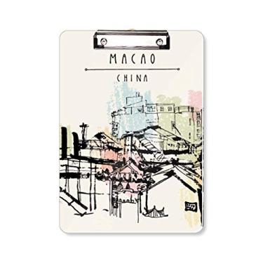 Imagem de Prancheta de arranha-céus em Macau China pasta, bloco de notas A4