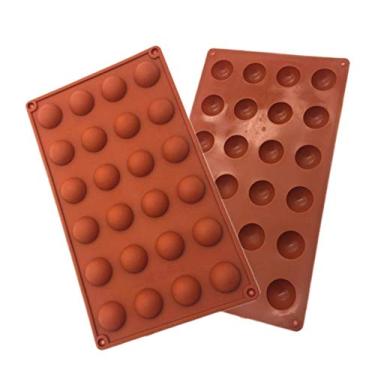 Imagem de 2 peças – Molde de silicone com 24 furos para bolo de doces, sobremesas, pudim, sabonete frio feito à mão, livre de BPA, antiaderente, seguro para alimentos, 3D, semicircular, utensílios de cozinha