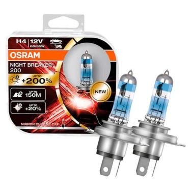 Imagem de Par H4 Lâmpada Osram Night Breaker 200 +luz 60/55w 12v 3900k