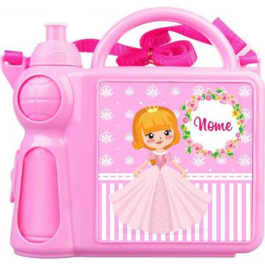 Imagem de Lancheira Rosa Plástico Infantil Princesa Mimo Personalizada
