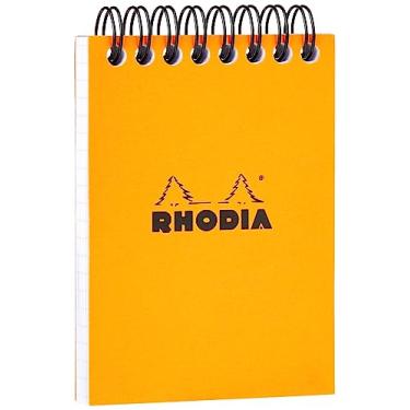Imagem de RHODIA 11500C - Caderno espiral (encadernado) laranja - A7 - Quadrados pequenos - 80 folhas destacáveis, papel Clairefontaine 80 g - Capa de cartão revestida macia clássica